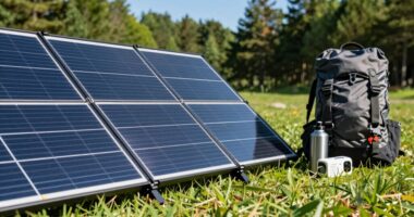 camping solar panel setup