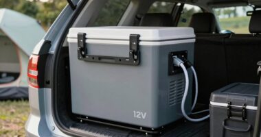 car camping fridge setup