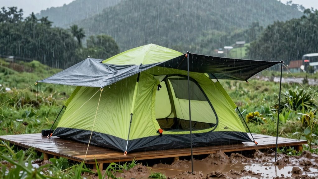 elevate tent ensure drainage