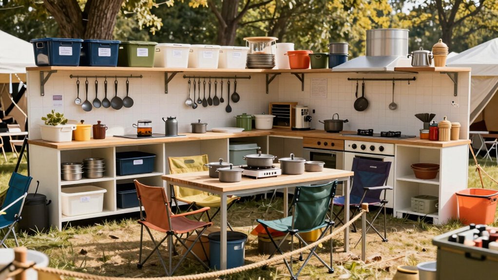 organized camp kitchen zones