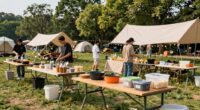 organized camping kitchen setup