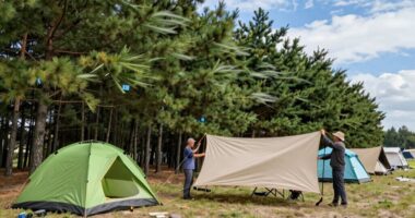 secure gear in windy conditions