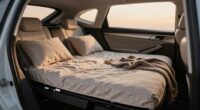 comfortable car sleeping setup