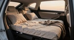 comfortable car sleeping setup