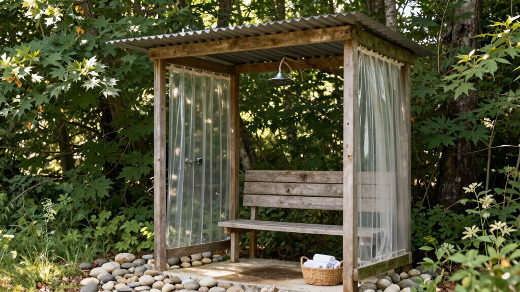 eco friendly outdoor shower setup
