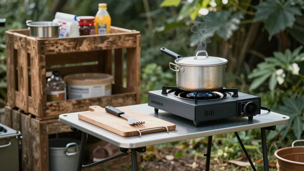simple organized camping kitchen