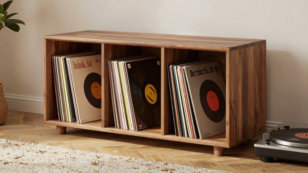vintage decor enhances vinyl storage